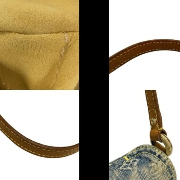 Authentic Louis Vuitton Denim Mini Pleaty Vintage Pouch Pochette Bag Monogram LV - Picture 10 of 12